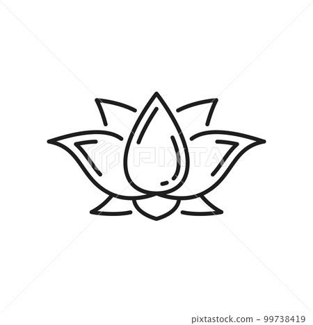 Buddhism religion lotus symbol, Buddhist sign of meditation and Zen, vector icon. Tibetan Buddhism Dharma and spiritual enlightenment or chakra symbol of lotus Padma flower 99738419