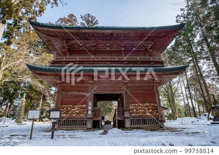 Enryakuji Temple East Pagoda on Mt. Hiei with remaining snow Monjuro 99738814