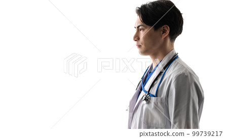Medical image A man in a white coat worries 99739217