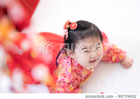 New Year's holiday baby in a kimono 99739492