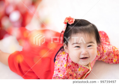 New Year's holiday baby in a kimono 99739497