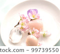 Early-blooming Keio cherry blossoms, crystals, and rose quartz amethyst power stones 99739550