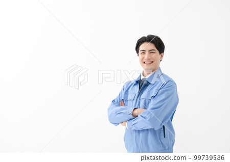 Male in work clothes white background portrait Male in work clothes white background portrait 99739586