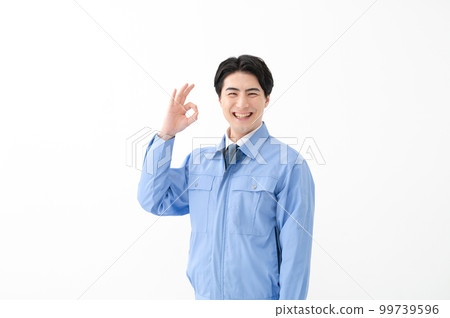 穿工作服的男人 白色背景 OK 99739596