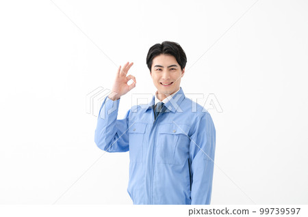 Men in work clothes White background OK Men in work clothes White background OK 99739597