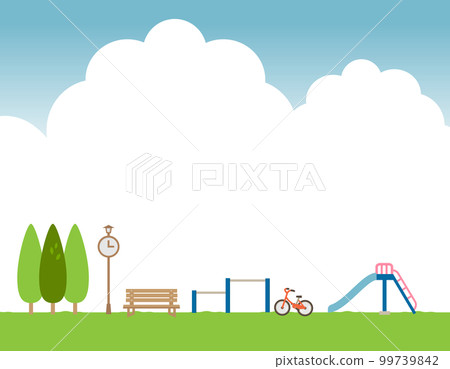 一個綠色公園背景材料的插圖 99739842