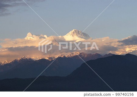 Annapurna IV and II peaks seen from Sarangkot, Pokhara, Nepal 99740156