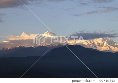 Annapurna IV and II peaks seen from Sarangkot, Pokhara, Nepal 99740158