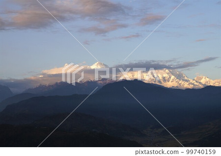 Himalayas seen from Sarangkot, Pokhara, Nepal 99740159