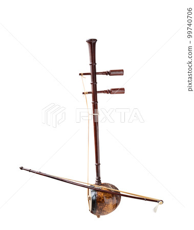 Asain musical instrument ,fiddle , white background 99740706