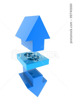 3d rendered arrows with dollar sign in white background 99740880