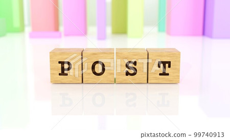 A wooden block with the letters POST printed on it 99740913