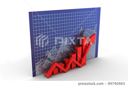 3d rendered Business graph and chart on a white background 3d rendered Business graph and chart on a white background 99740983