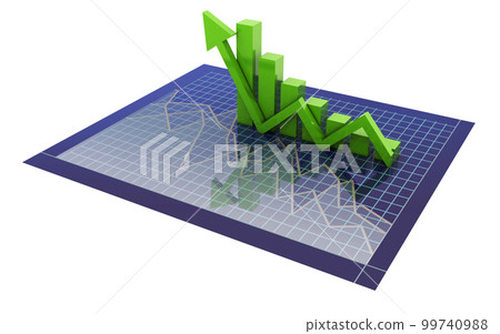 3d rendered Business graph and chart on a white background 3d rendered Business graph and chart on a white background 99740988