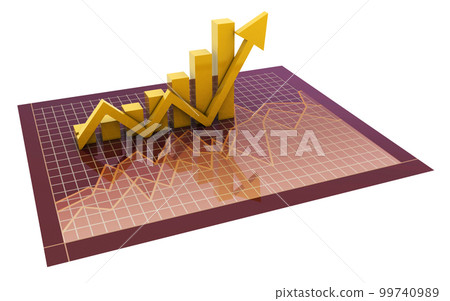3d rendered Business graph and chart on a white background 99740989
