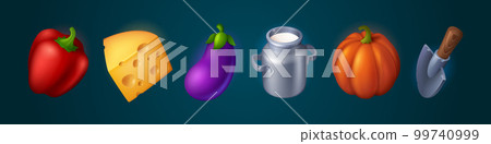 3d food vegetable icon for farm game illustration 99740999