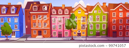 Cartoon scandinavian street with building and road Cartoon scandinavian street with building and road 99741057