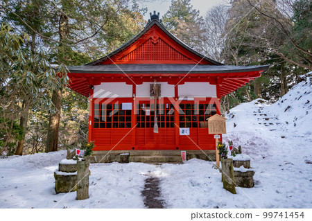 Enryakuji Temple East Pagoda on Mt. Hiei in the remaining snow Semine Inari Shrine 99741454