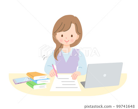 Young woman studying to improve her skills 99741648