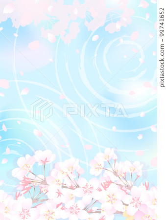 Cherry blossom branches and fantastic water surface, light and ripples 99741652