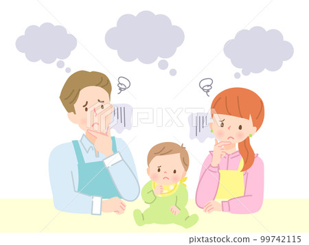Illustration material of a family of three with a troubled expression Illustration material of a family of three with a troubled expression 99742115