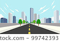 Street road to city.cityscape with sky background vector illustration.Building with road.Perspective Downtown street 99742393