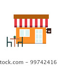 Coffee shop flat vector illustration. Simple Cafe building. Storefront with isolated background 99742416