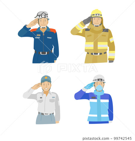 Material of people working in saluting fire department 99742545
