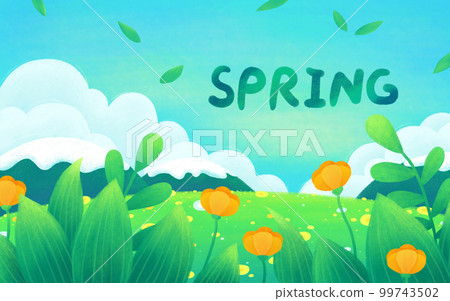 手繪卡通春天插畫 99743502