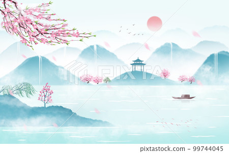 chinese style ink painting illustration 99744045