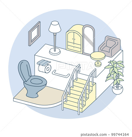 私人空間。廁所和欄杆 私人空間。廁所和欄杆 99744164