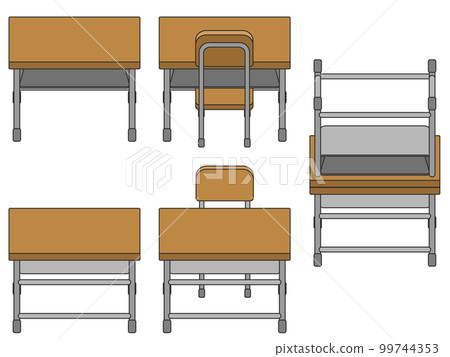 School desks and chairs without angles, with main lines School desks and chairs without angles, with main lines 99744353