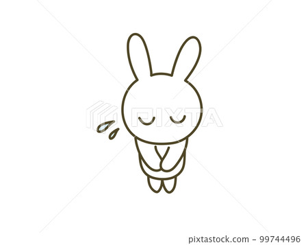 I'm sorry _ apologizing pop rabbit illustration _ plain background 99744496