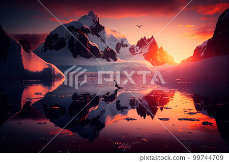 beautiful winter antarctic landscape with sun beautiful winter antarctic landscape with sun 99744709
