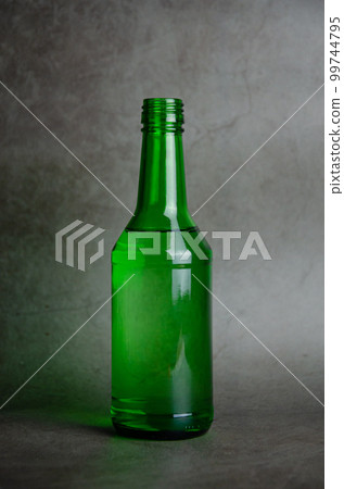 soju bottle on grey background soju bottle on grey background 99744795