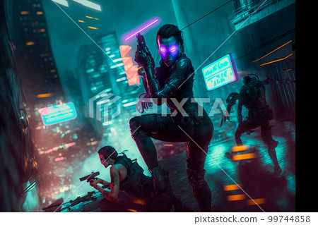 Cyber Ninja in the city of the future 99744858