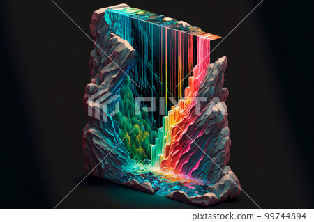Isometric rainbow fountain frozen in glass Isometric rainbow fountain frozen in glass 99744894