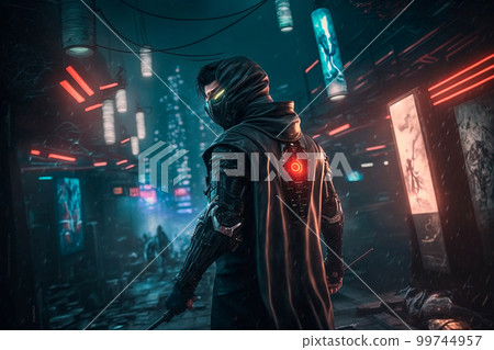 Cyber Ninja in the city of the future 99744957