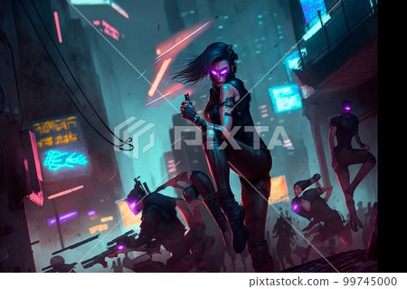 Cyber Ninja in the city of the future Cyber Ninja in the city of the future 99745000