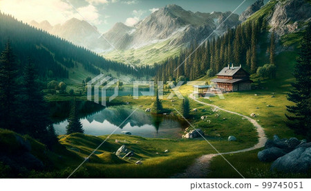 beautiful mountain summer landscape with green hills 99745051