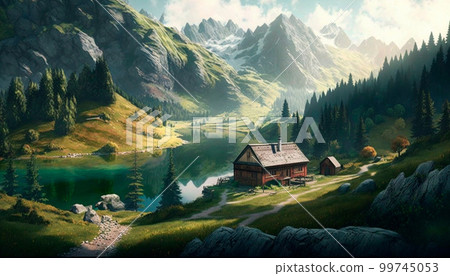 beautiful mountain summer landscape with green hills 99745053