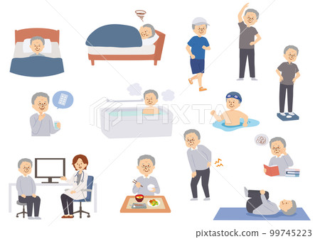 插圖集的老年人過著健康的生活 99745223