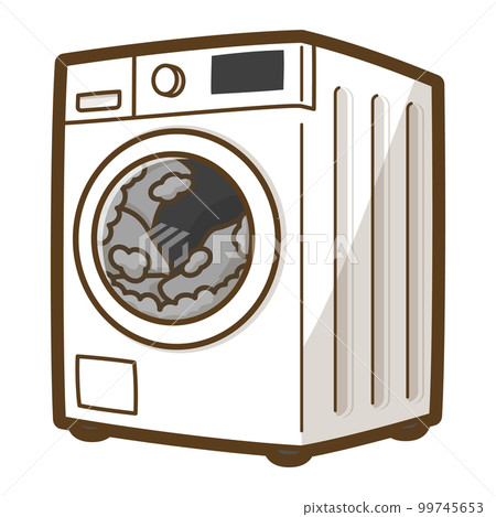 A drum washing machine washing laundry 99745653