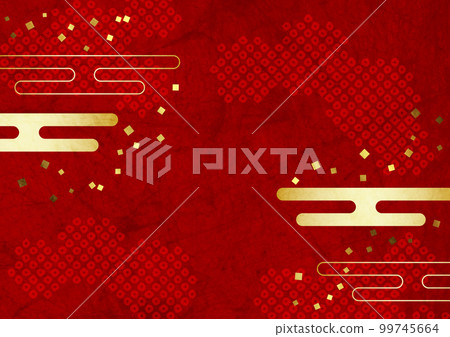 Japanese background horizontal red of clouds and Kanoko diaphragm 99745664