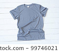 Grey T Shirt mockup on white wood background 99746021