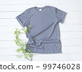 Grey T Shirt mockup on white wood background 99746028
