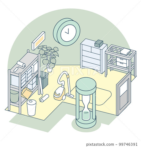 時鐘和沙漏。作息時間和家務 99746391