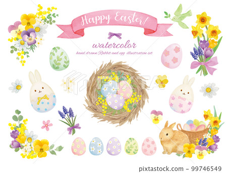 Easter material set painted by watercolor 99746549