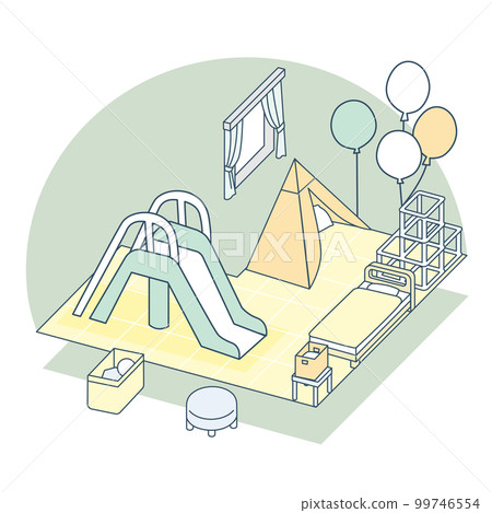 兒童房的樂趣。遊樂場設備，如帳篷和氣球 99746554