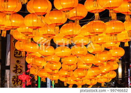 《神奈川縣》橫濱中華街夜景/中國新年裝飾 《神奈川縣》橫濱中華街夜景/中國新年裝飾 99746682